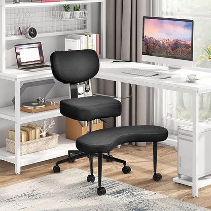 Meditation Chair Cross Legged ADHD Office Chair for Adults with Wheels Ergonomic Back Support and Leg Rest for Multi Position Criss Cross Sitting Kneeling and Yoga Height Adjustable, Mesh Style