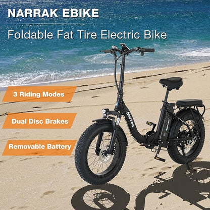 Fat Tire Folding Electric Bike, 48V & 624Wh Lithium Removable Battery, Peak 1100W Brushless Motor, Max Speed 28Mph, M5 Large LCD Display, Suspension, Step-Over/Thru Frame
