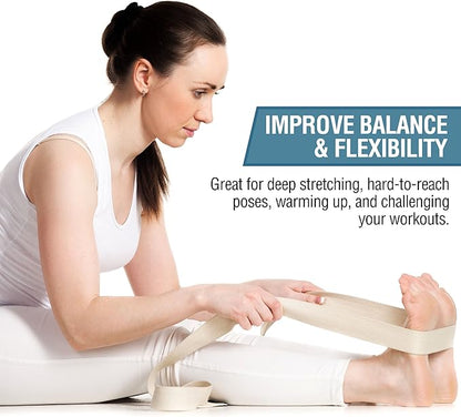 2-PACK or 5-PACK Yoga Exercise Adjustable Straps 8Ft | BONUS eBook | with Durable D-Ring For Pilates & Gym Workouts | Hold Poses, Stretch, Improve Flexibility & Maintain Balance