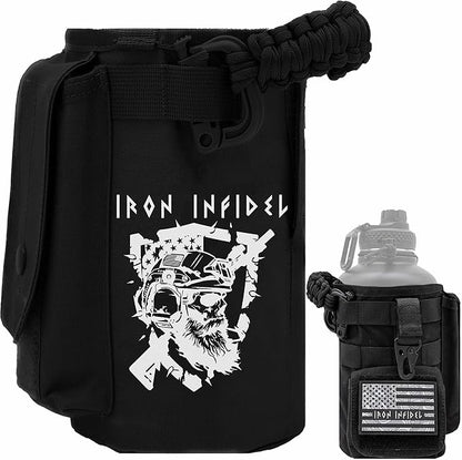 Iron InfideI Battle Bottle Sleeve - 64 oz and 32 oz Water Bottle Sleeve Only for Half Gallon 1L Steel Water Bottle | Rugged Cover with Molle for Versatile Design with Storage for Phone, Wallet & Keys
