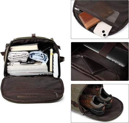 Kalesi Gym Duffle Bag Backpack 4-Way Vintage canvas with Shoes Compartment for travel Sport Hiking laptop (Vintage green)