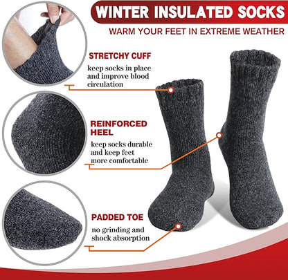 3 Pairs Warm Thermal Socks for Women & Men Winter Ski Thick Boot Insulated Socks for Cold Weather