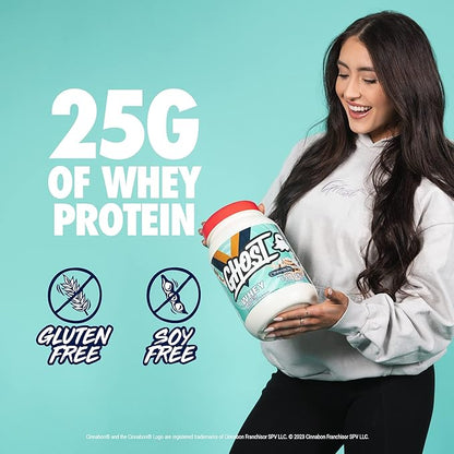 GHOST Whey Protein Powder, Cinnabon - 2LB, 25G of Protein - Cinnamon Roll Flavored Isolate, Concentrate & Hydrolyzed Whey Protein Blend - Post Workout Shakes - Soy & Gluten Free