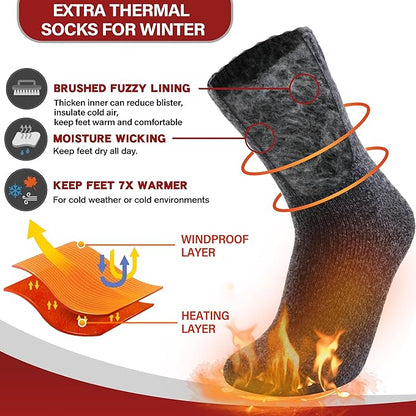 3 Pairs Warm Thermal Socks for Women & Men Winter Ski Thick Boot Insulated Socks for Cold Weather