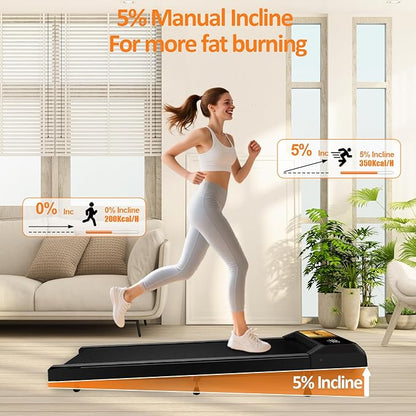 2.5HP Walking Treadmill Pad Incline, Under Desk Treadmill with Remote, 3 in 1 Low Noise Small Walking Mini Pad with Led Screen, Compact Treadmills for Home, 265lbs Capacity
