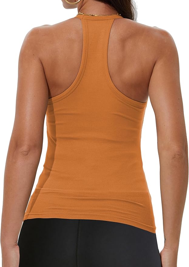 iGENJUN Workout Tops for Women Racerback Basic Tank Summer 2025 Camisole V Neck Slim Fit Ribbed Sleeveless