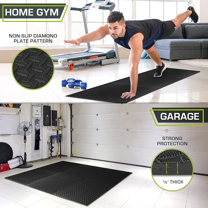ProsourceFit Puzzle Exercise Mat ½ in 24 in 24 in 144 Sq 36 Tiles