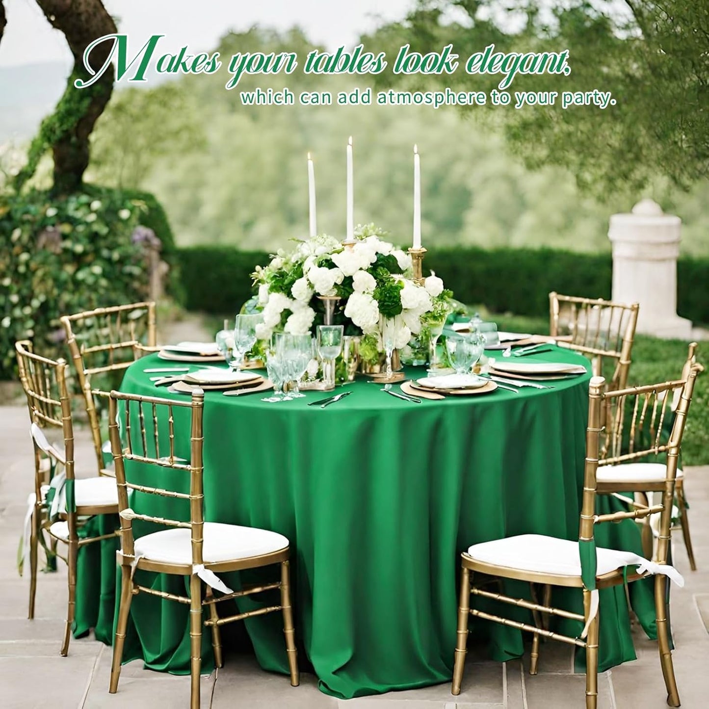 10 Pack Green Round Tablecloths - 90 Inch, Polyester Table Cover, Stain and Wrinkle Resistant Washable Fabric Table Cloth for Wedding Banquet Parties