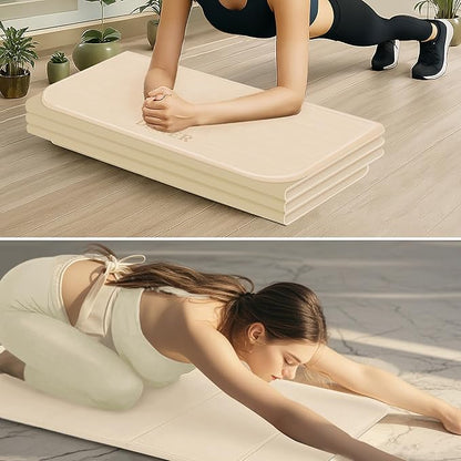 Foldable Yoga Mat 12mm Extra Thick Joint Protection,Portable Design for Travel/Pilates/Board/Camping,Environmental Sports Mat Non-Slip Gym Mat,Odorless POE Material