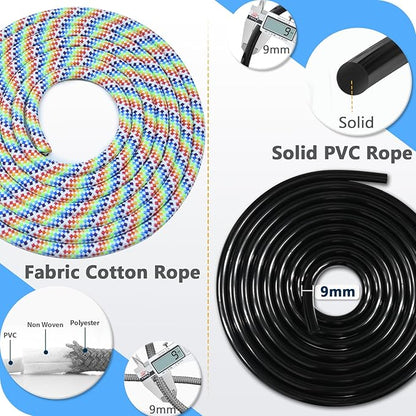 Weighted Jump Rope, 1LB Tangle-Free Ball Bearing Rapid Speed Skipping Rope for Men Women, Adjustable 9mm Cotton & PVC Rope with Alum Handle for Boxing MMA Weight-Loss Athletic Workout Fitness