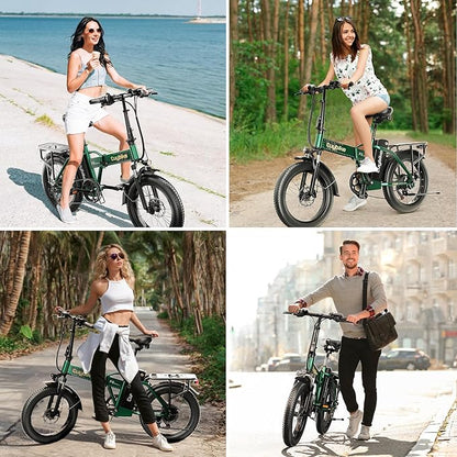 Foldable Electric Bike for Adults, 30+MPH, 48V 20Ah Removable Lithium Battery up to 80Miles, 20" Fat Tire 1000W Peak Motor Dirt Ebike Adult Electric Bicycle for Commute Beach Mountain E Bike