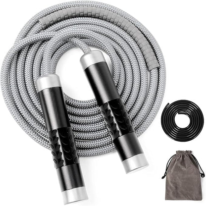 1LB Weighted Jump Ropes for fitness Women Men, Tangle-Free Ball Bearing Rapid Speed Skipping Jump Rope with Adjustable 9mm Cotton & PVC Cord, Aluminum Handles for MMA, Boxing, CrossFit, Weight-loss Workouts
