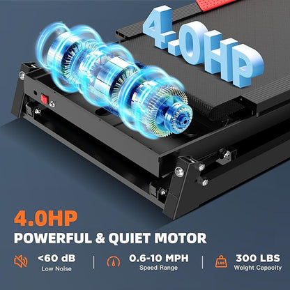 Treadmill with Incline, 300 LBS Capacity, 8 MPH or 10 MPH Speed, Bluetooth, App, Pause Function, Folding Treadmills for Home with 64 Programs, 17'' or 18'' Wide Belt, Heart Rate, BMI Detector