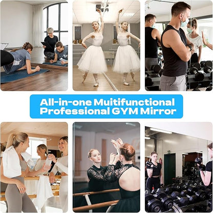 Hasipu 3Pcs 55''x17'' Home Gym Mirror Large Full Length Wall Mounted Full Body Mirror for Yoga Dance Fitness Exercise Studio Bedroom Garage, Frameless Tempered Glass Workout Mirrors Walnut Rectangular