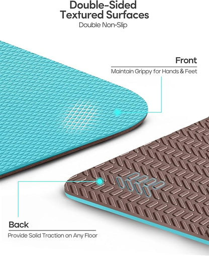 Heathyoga Eco Friendly Non Slip Yoga Mat, Body Alignment System, SGS Certified TPE Material - Textured Non Slip Surface and Optimal Cushioning,72"x 26" Thickness 1/4"
