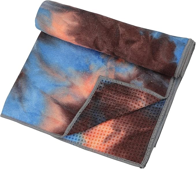 Yoga Towels , Non Slip Hot Yoga Towel Skidless Waffle Texture, 100% Absorbent Odorless Microfiber Yoga Blanket, Standard Sized 24 x72 in Mat Towel,for Hot Yoga, Bikram, Pilates ( Blue & Grey)…1