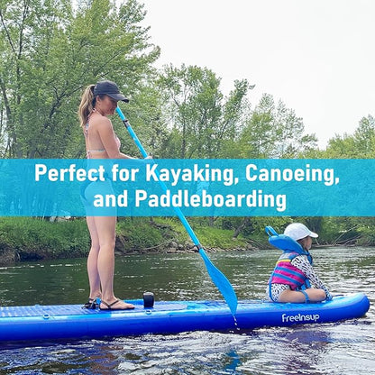 Freein 3-Piece Adjustable & Floating SUP Paddle - Fiberglass Shaft, Nylon Blade (71-83")
