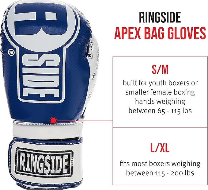 Ringside Apex Bag Gloves, IMF-Tech Boxing Gloves with Secure Wrist Support, Synthetic Boxing Gloves for Men and Women