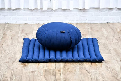 Leewadee Meditation Cushion Set – 1 Round Zafu Meditation Pillow and 1 Square Roll-Up Zabuton Meditation Mat, Pillows Bundle Filled with Kapok