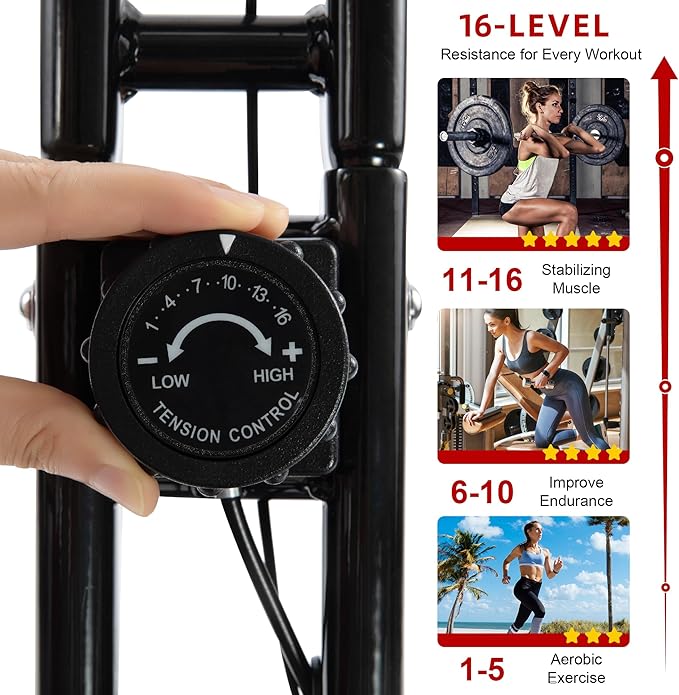 BARWING Stationary Exercise Bike for Home Workout, 5 IN 1 Foldable Indoor Cycling Bike for Seniors, 350LB Capacity, 16-Level Magnetic Resistance, Seat Backrest Adjustments