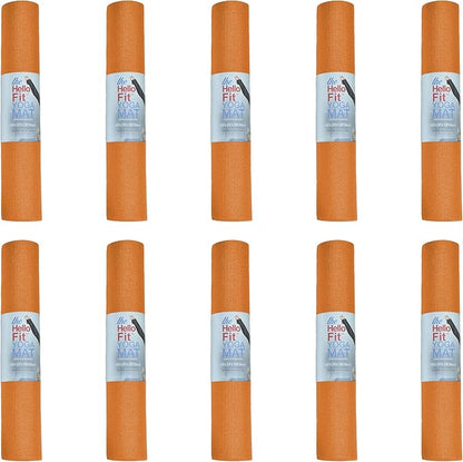 Hello Fit 10-Pack Yoga Mat, 68" x 24" Non Slip Exercise Mat, 4mm Thick Gym Mat for Fitness and Stretching, Bulk Non Toxic Yoga Mats for Schools and Studios
