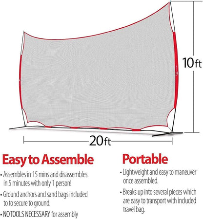20x10ft Sports Net | 200 SQ feet of Protection | Multi Sport Netting Barrier, Sports Net, Baseball Netting Backstop | Perfect for Golf, Baseball, Basketball, Soccer, Lacrosse, Hockey