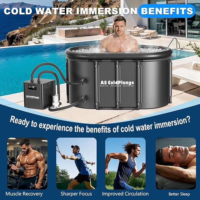 Ice Bath Chiller & Cold Plunge Tub Kit, 1/3HP Cold Plunge Chiller with External Pump & Filter, Upgraded XXL 148Gal Ice Pod, Cold Plunge Tub with Water Chiller for Cold Therapy Recovery