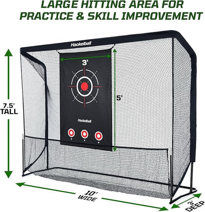 Haokelball Golf Practice Net - 10x7.5ft Hitting Net with Target Cloth for Indoor or Outdoor Use, Heavy Duty with Carry Bag