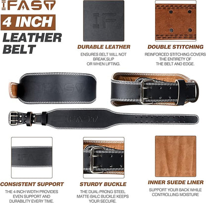 Leather Weight Lifting Belt 4 Inch
