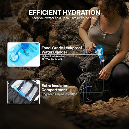 Everfun Hydration Backpack 18L with Water Bladder 2L/3L Hiking Water Backpack Women Men Hydration Pack Insulated Lightweight Day Hydropack with Storage for Hiking, Biking, Running, Festival
