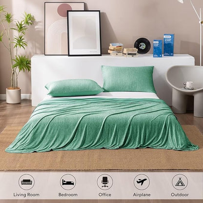 HOMFINE Cooling Blankets for Hot Sleepers - Summer Blanket Thin Lightweight Breathable Soft Double Side Enhanced Cooling for Bed Couch Sofa, Keep Cool for Night Sweats (Green, 50 x 70 inches)