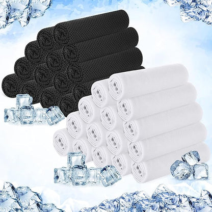 Hosuly 30 Pack Cooling Towels, 40"x12" Ice Breathable Soft Chilly Sweat Rag Microfiber Workout Rags for Gym Cooling Towels for Neck and Face for Yoga Golf Sport Running