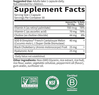 Garden of Life Skin Smooth Sustained Release Duo Caps, Best Skincare Supplement for Smooth, Radiant Skin with Hyaluronic Acid, Vitamins A & C, and SOD B Dimpless, Gluten-Free, 30 Plant-Based Capsules