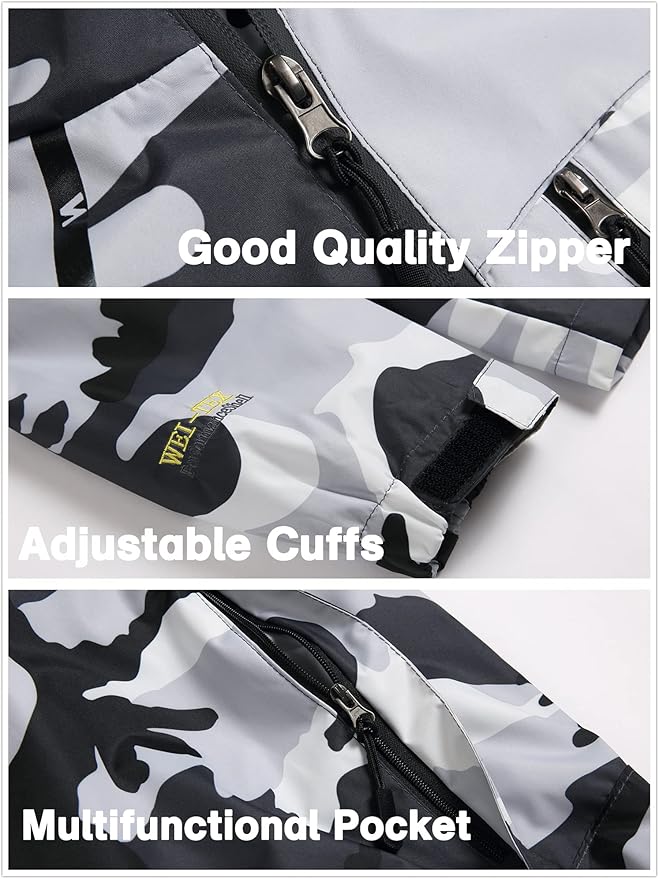 GIISAM Mens Windproof Jacket Waterproof Lightweight Mountain Sport Jacket for Men Hooded Windbreaker Raincoat