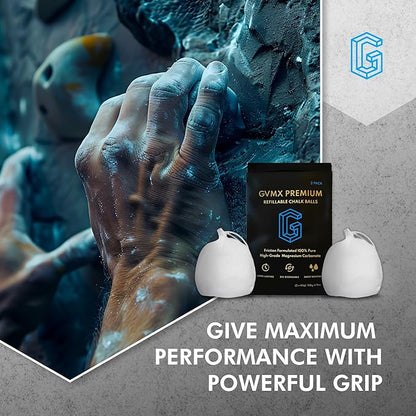 130g (2 x 65g) Premium Chalk Balls. Pro-Grade Gym Chalk in Refillable Sock. Eco Friendly Packaging. Grip Enhancing Gym Accessory for Weightlifting, Rock Climbing, Gymnastics & More. Package May Vary.