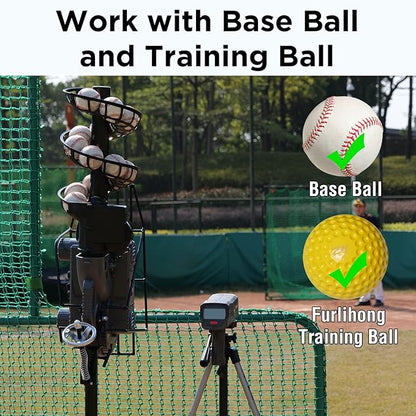 Furlihong 636BH Upgraded Dual-Wheel Baseball Pitching Machine, Adjustable Angle, Speed, and Interval, 40-68 MPH, Ideal for Professional Players and Coaches Training