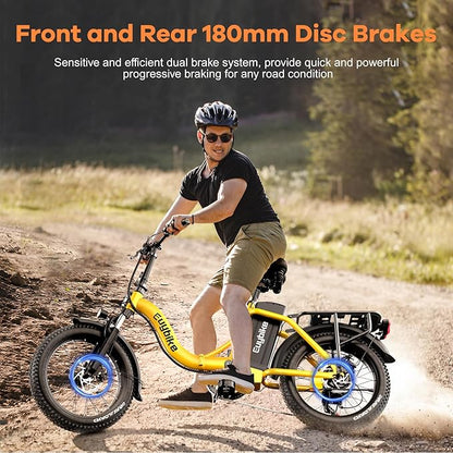 Foldable Electric Bike for Adults, Peak 1000W Brushless Motor 30MPH 70Miles City Commuter Ebike, 48V 20AH Lithium Battery, 20" Fat Tire 7-Speed E-Bicycle with Front Suspension Colourful LCD Display