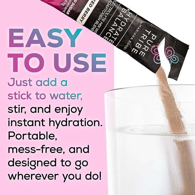 Electrolytes Powder Packets - Sugar Free Hydration Powder Drink Mix Loaded with 6 B Vitamins & Minerals - Energy Drink for Muscle and Mood Support - Mixed Berry Flavor - 30 Servings