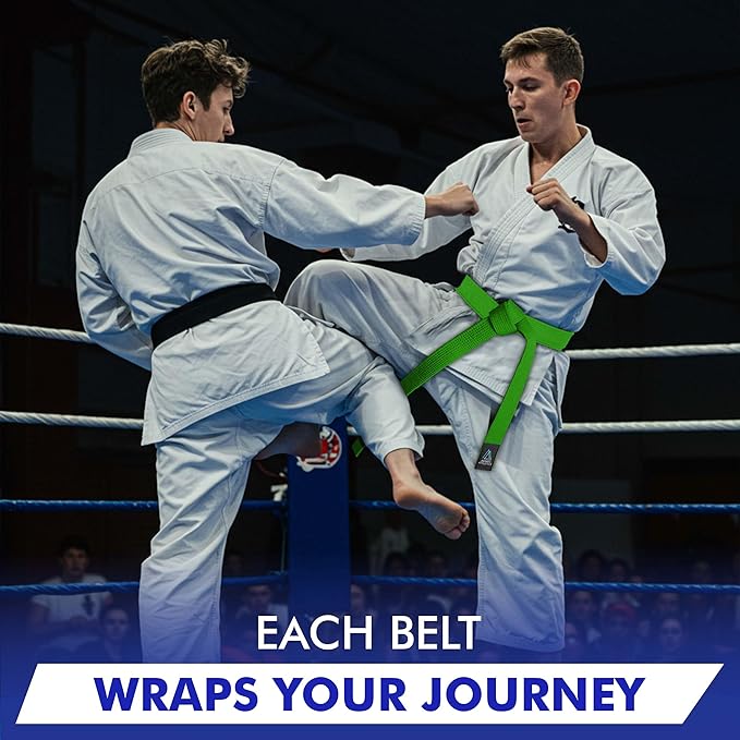 BJJ Belt for Men & Women Brazilian Jiu Jitsu Belt with Ranking Stripes Sleeve Bar Kids Jiu Jitsu Gi Belt