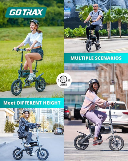 Gotrax Nano 14" Electric Bike, Max Range 25Miles(Pedal-Assist)&Max Speed 15.5Mph, 350W Folding E-Bike with Removable Battery, Adjustable Seat & Dual Mudguards, Commuter Electric Bicycle for Ages 13+