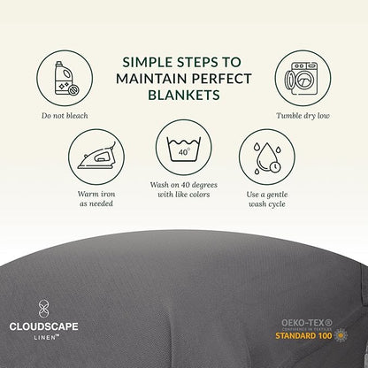 Herringbone Cotton Twin Blanket for Couch, Bed,Sofa, Home Decor, Soft, Lightweight, All-Season Bed Blanket, 68 x92, Dark Grey