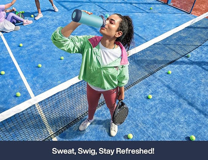 40 oz Insulated Water Bottle with 2-in-1 Straw and Spout Lid, Keep Cold 24H, Leak-Proof, BPA-Free, Double Wall Stainless Steel Water Bottle for Sports, Gym, Travel, and School (Big Wave)