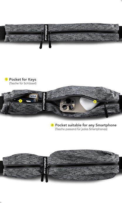 Fitgriff® Running Belt for Men & Women - Secure Jogging Pouch for Phone, Keys & Essentials - For All Cell Phones