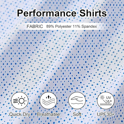 Golf Shirts for Men - Moisture Wicking Short Sleeve Performance Sport Casual Striped Collared Mens Polo Shirt