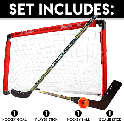 Franklin Sports 36" NHL Hockey Goal with 2 Sticks - Youth Hockey Goal and Stick Set - Official NHL Product