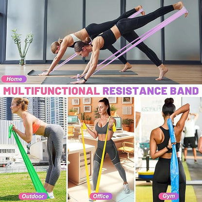 5 Pcs Resistance Bands, Professional Exercise Bands Elastic Stretch Bands for Fitness Yoga Pilates Stretching Strength Training, Workout Bands for Women and Men Home Gym