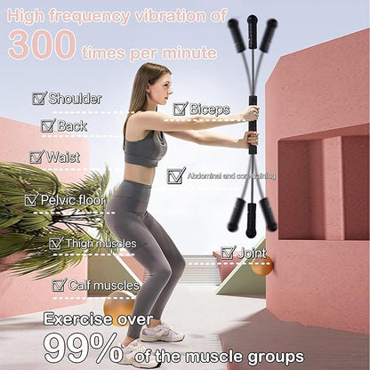 Elastic Fitness bar, Weight bar, Core Strength Training, Arm Twister, Home Gym Workout, Suitable for Men, Women Body Shaping and Fat Burning Training