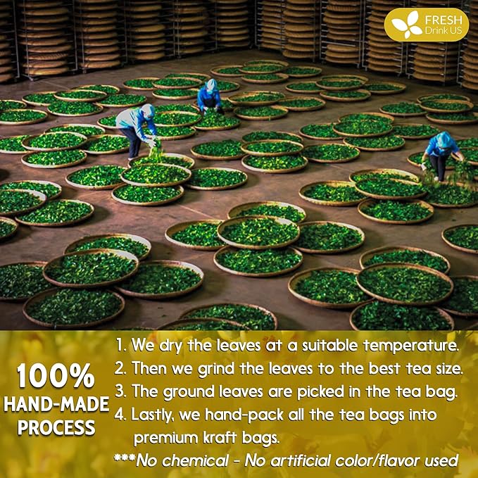 FreshDrinkUS, Premium 15 Mullein Leaf Tea Bags For Lung, 100% Natural & Pure from Mullein Leaves. Loose Leaf Mullein Herbal Tea. Made with Natural Material Tea Bags. No Sugar, No Caffeine, No Gluten, Vegan.