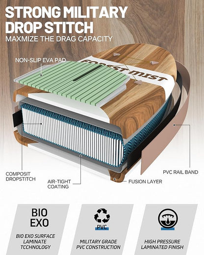 Inflatable Stand Up Paddle Board 10'8“*34"/11'*33" Extra Wide Paddle Boards for Adults, SUP with Premium Accessories & Nylon Backpack, Adjustable Paddle, Hand Pump, Bottom Fin, Leash