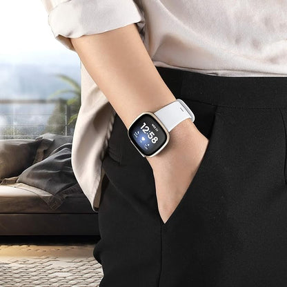 Getino Compatible with Fitbit Sense 2/ Sense Bands/Versa 3/ Versa 4 Band Women Men, Silicone Sport Accessories, Band for Fitbit Sense/Sense 2/ Versa 4/ Versa 3 Smartwatch, Small Black/Navy/Red/White